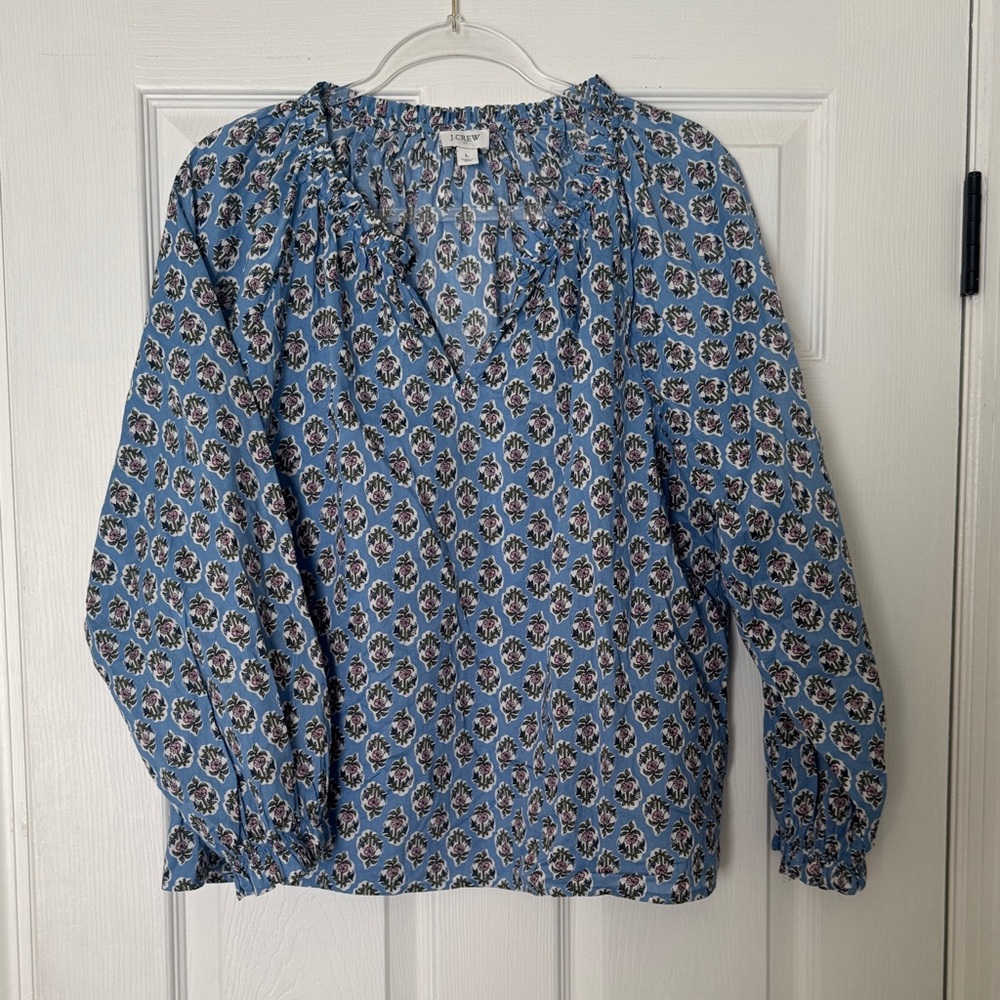J. Crew Blue Floral Blouse